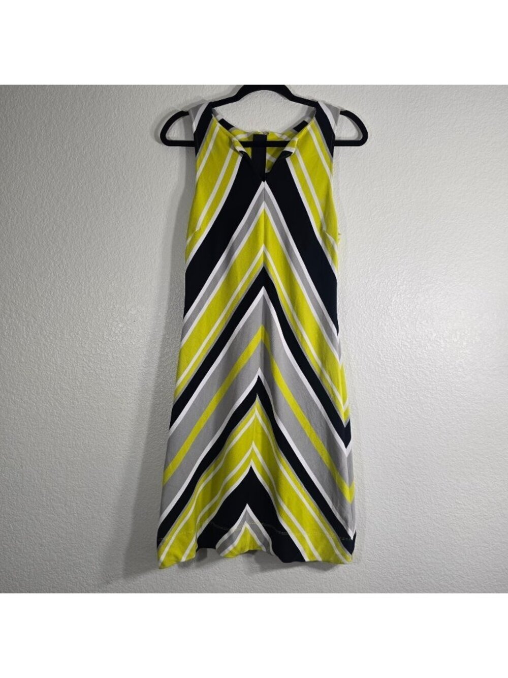 Banana Republic Milly Collection Chevron Shift Dress Women Size 6 Yellow Striped